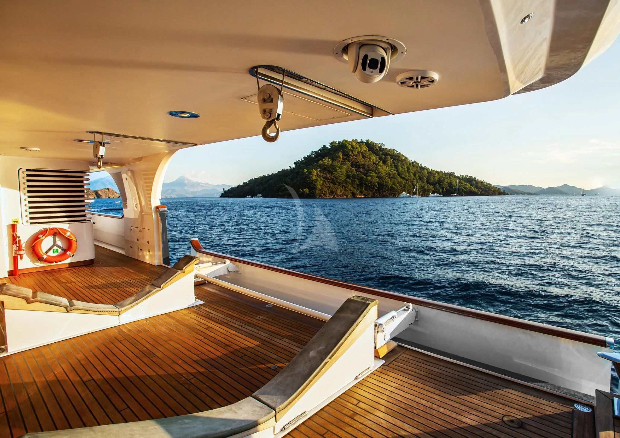 a boat on the water aboard AQUA MARE Yacht for Sale