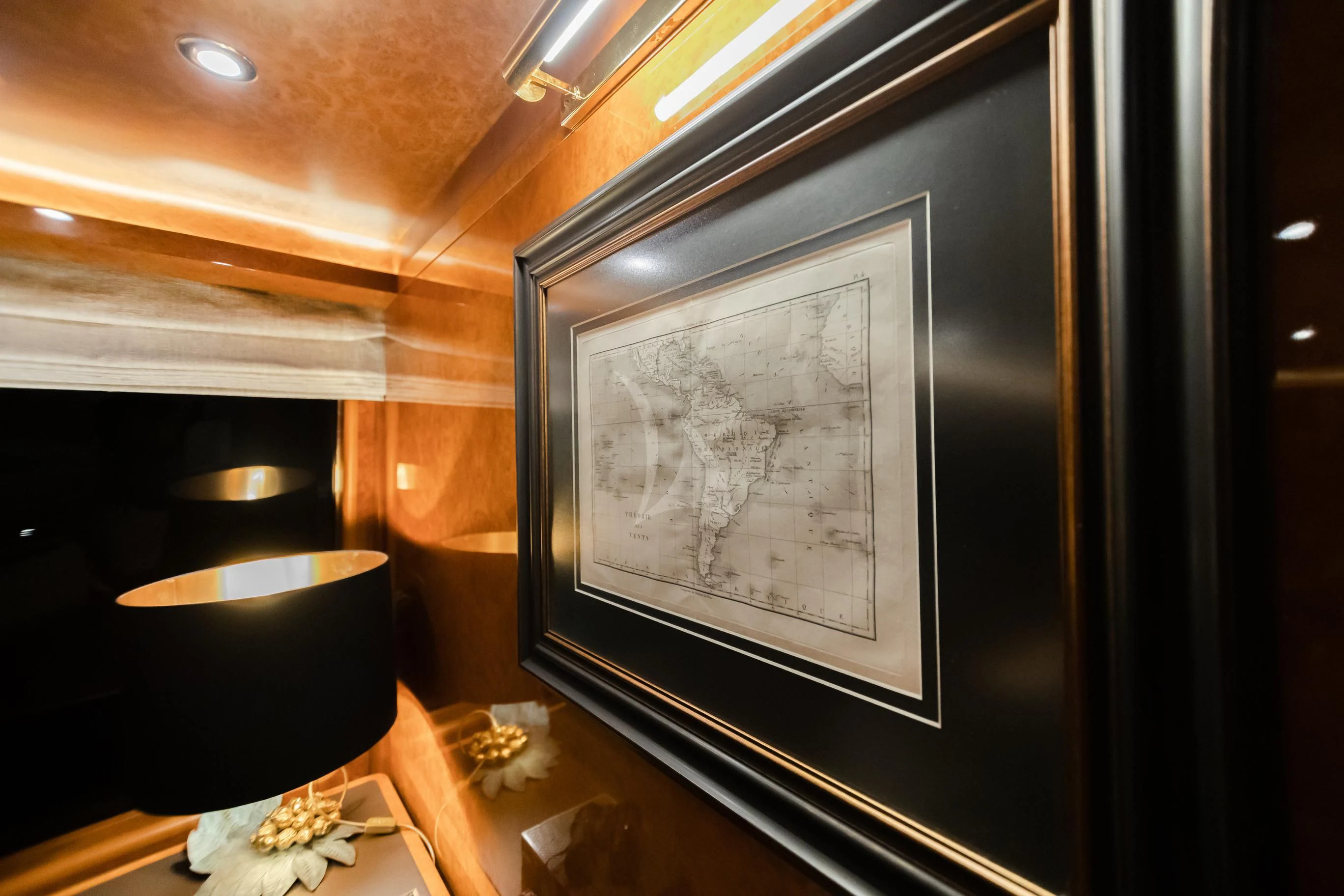 a black rectangular screen on a black surface aboard AQUA MARE Yacht for Sale