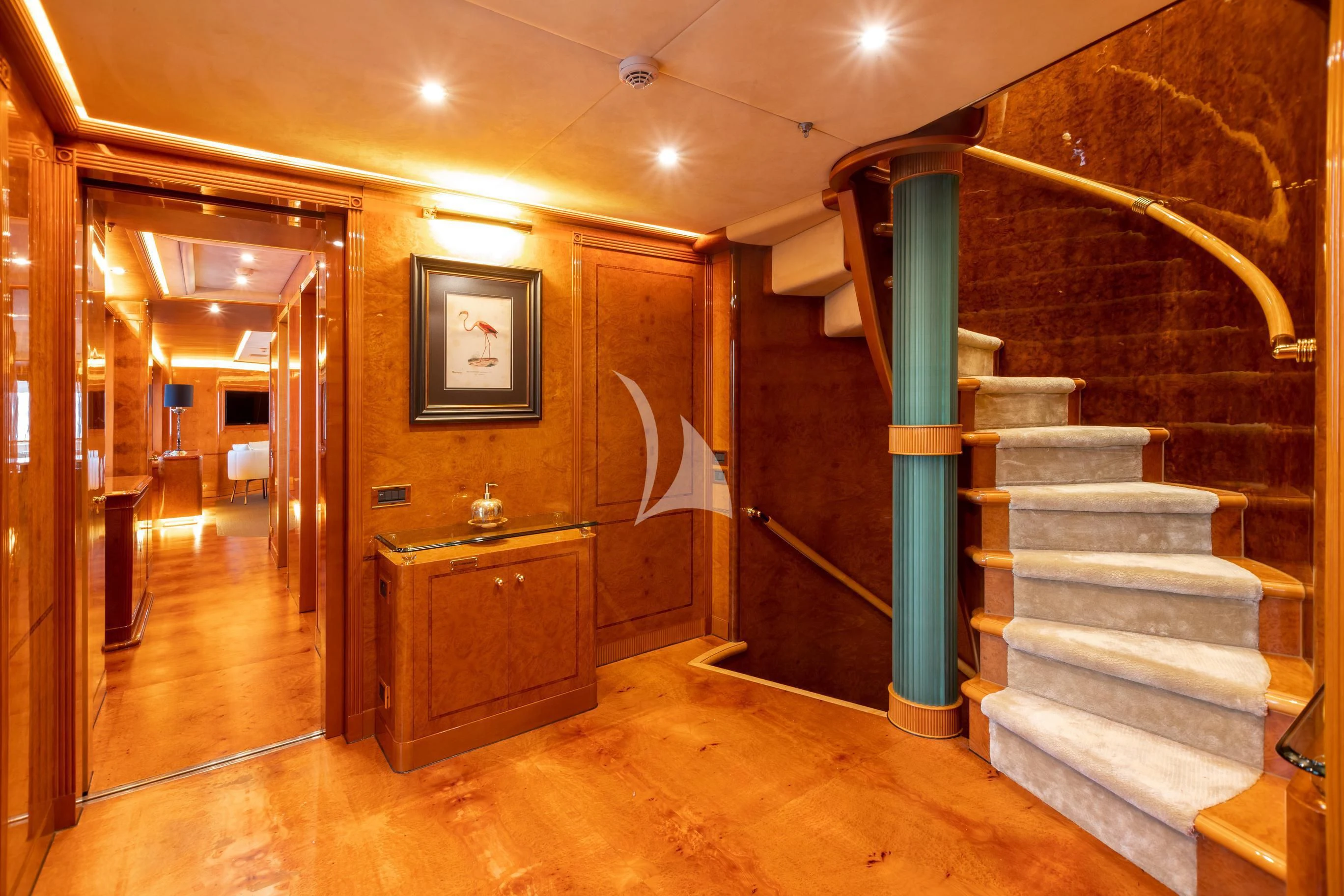 a staircase in a building aboard AQUA MARE Yacht for Sale