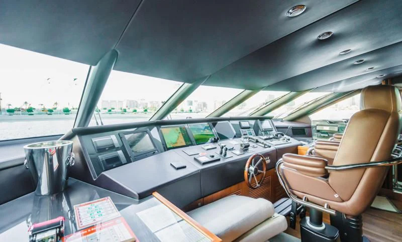 inside of a car aboard LUCIEN Yacht for Sale