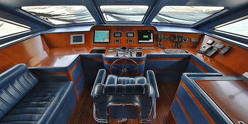 inside of a vehicle aboard NEMA Yacht for Sale