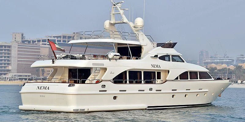 a white yacht in the water aboard NEMA Yacht for Sale