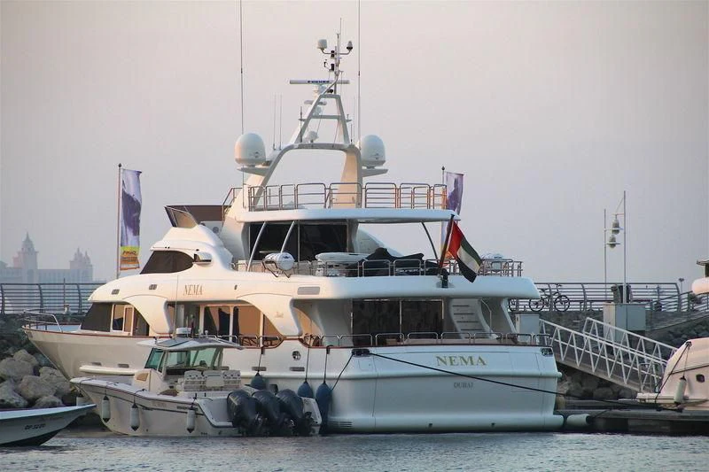 a boat in the water aboard NEMA Yacht for Sale