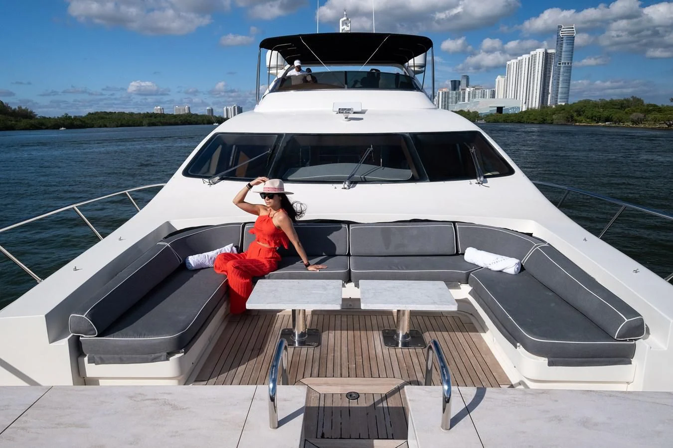 a person sitting on a boat aboard INTERVENTION Yacht for Sale