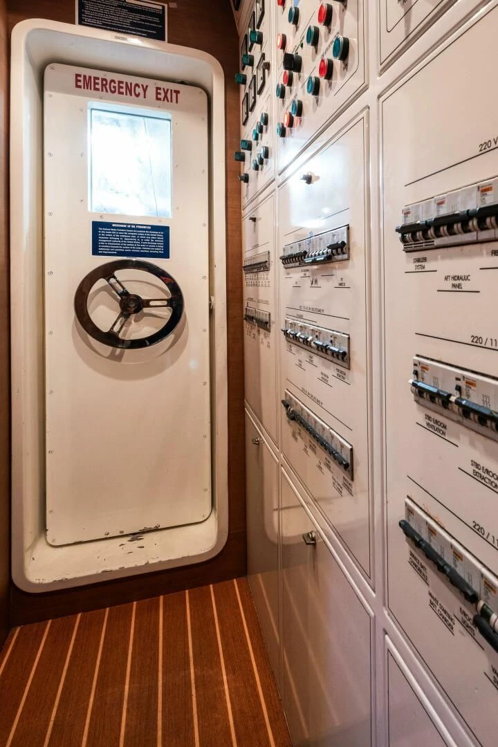 a row of white cabinets aboard INTERVENTION Yacht for Sale