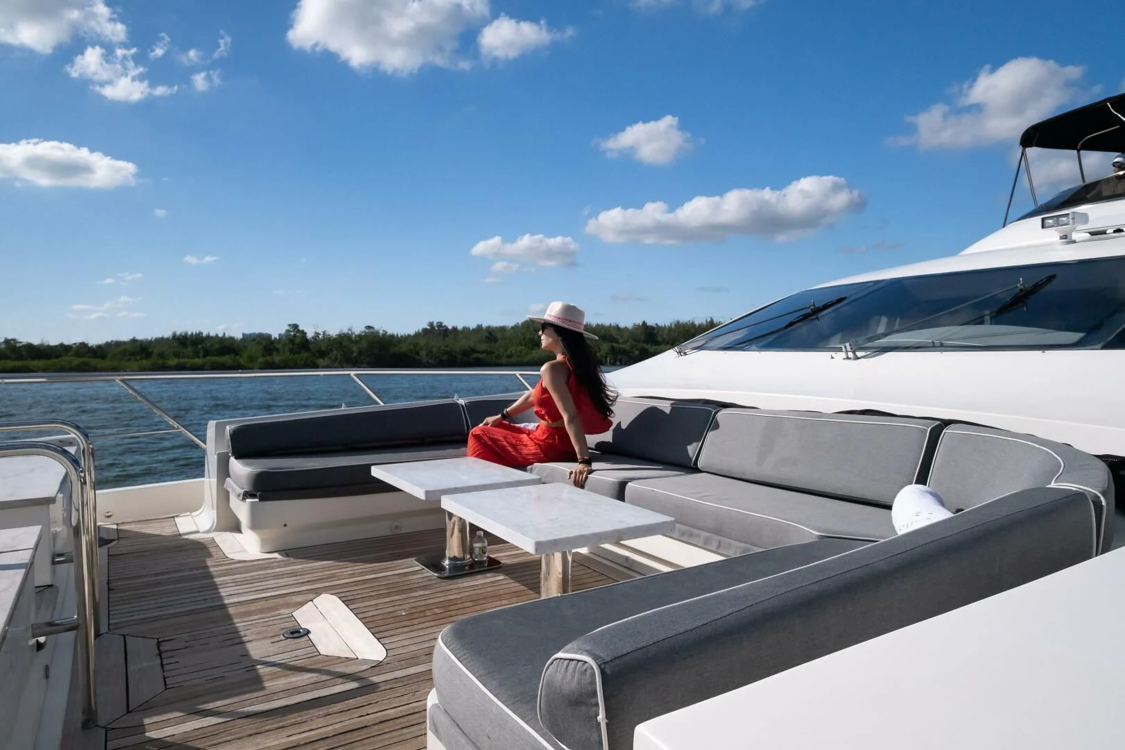 a person sitting on a boat aboard INTERVENTION Yacht for Sale
