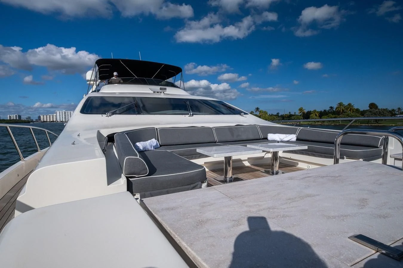 a white yacht on a dock aboard INTERVENTION Yacht for Sale