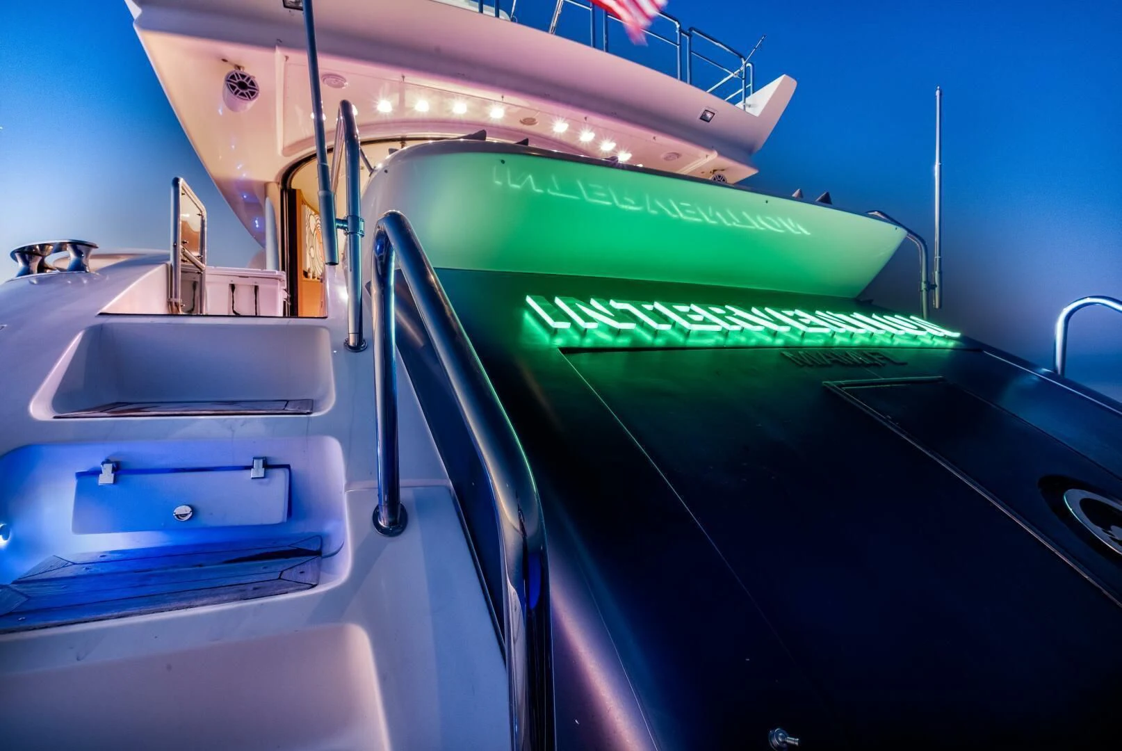 a close-up of a boat aboard INTERVENTION Yacht for Sale