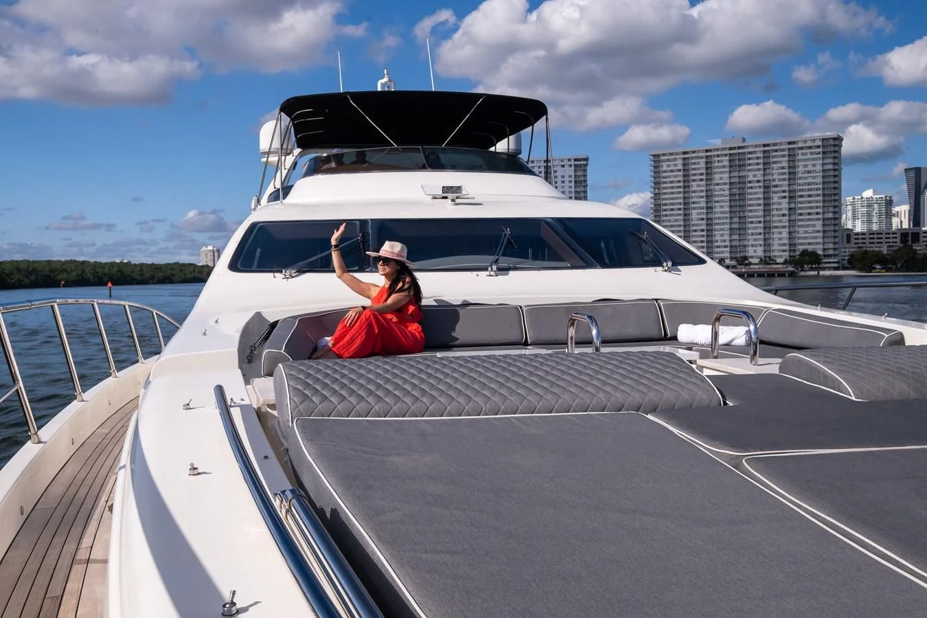 a person sitting on a boat aboard INTERVENTION Yacht for Sale