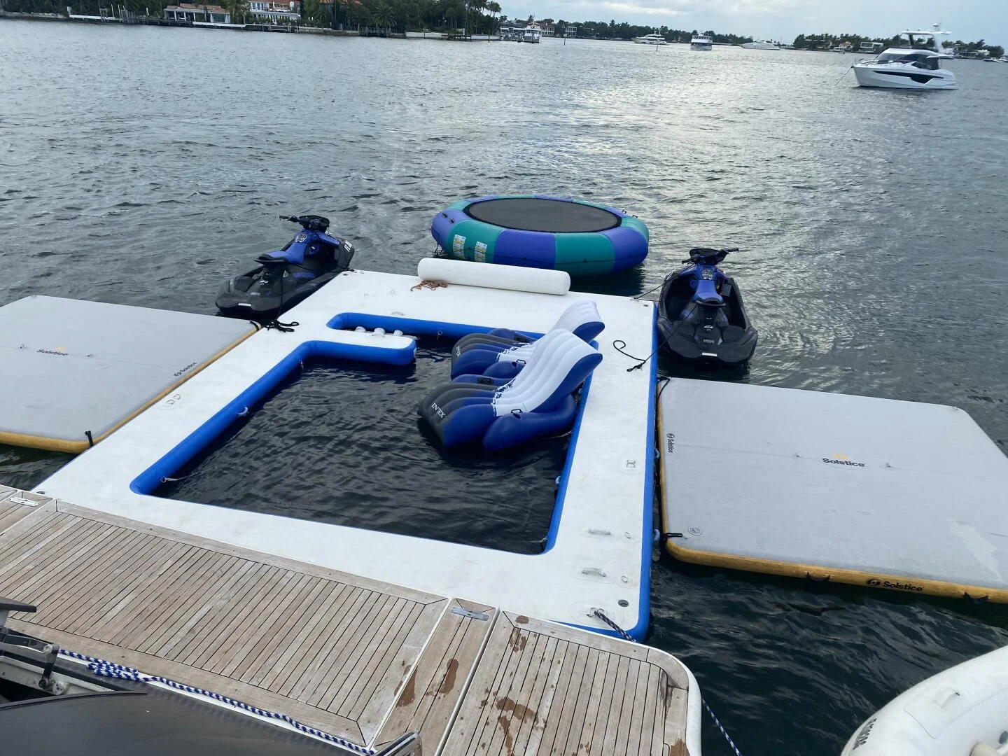 a boat with a motor on the water aboard INTERVENTION Yacht for Sale
