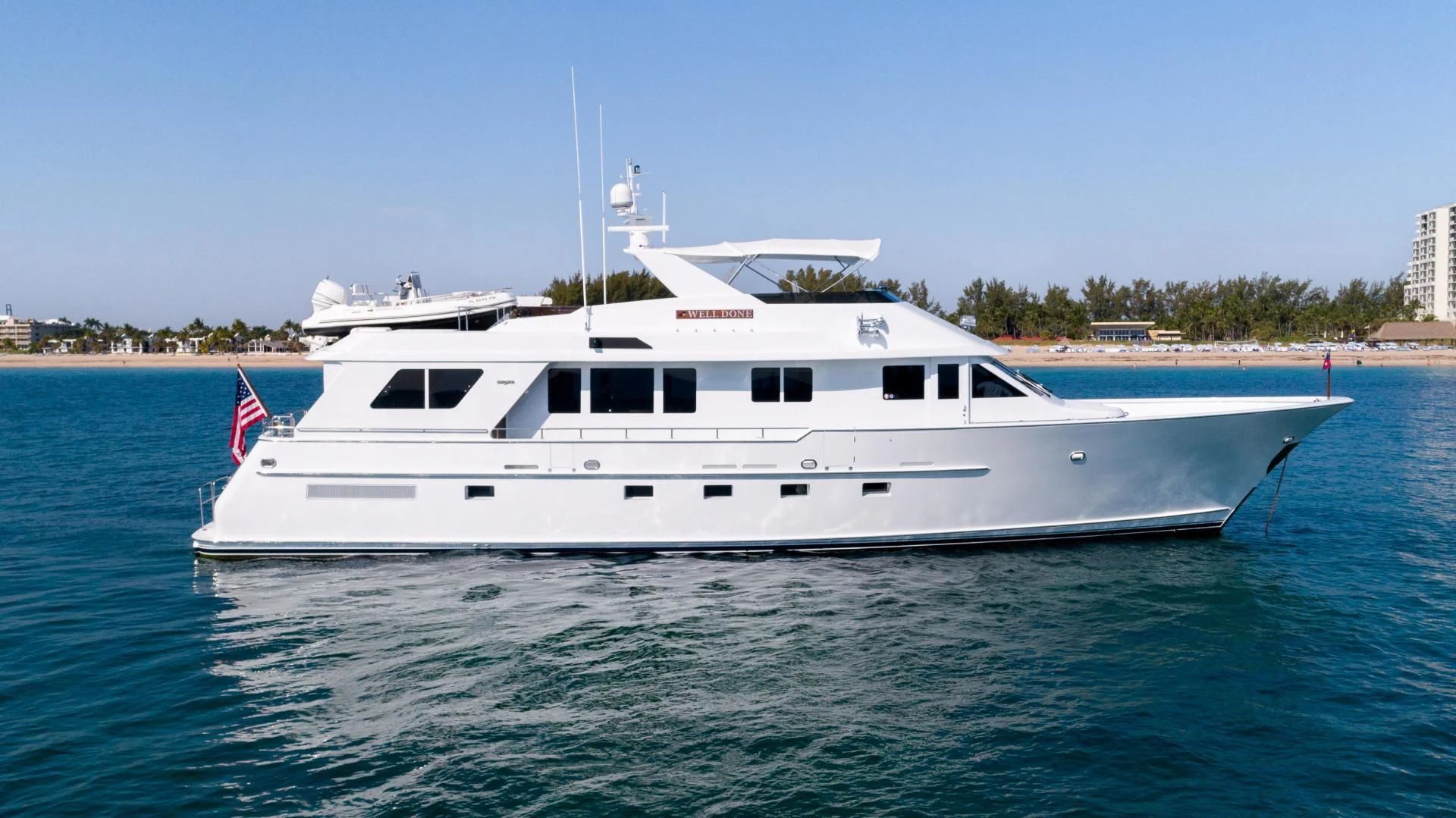 a boat on the water aboard WELL DONE Yacht for Sale