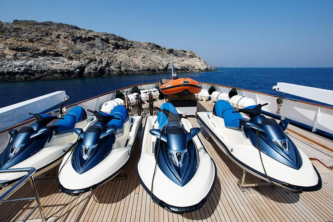 boats parked on a dock aboard ESMERALDA Yacht for Sale