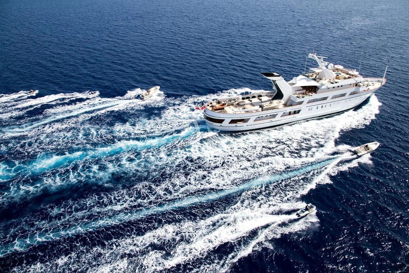 a ship in the ocean aboard ESMERALDA Yacht for Sale