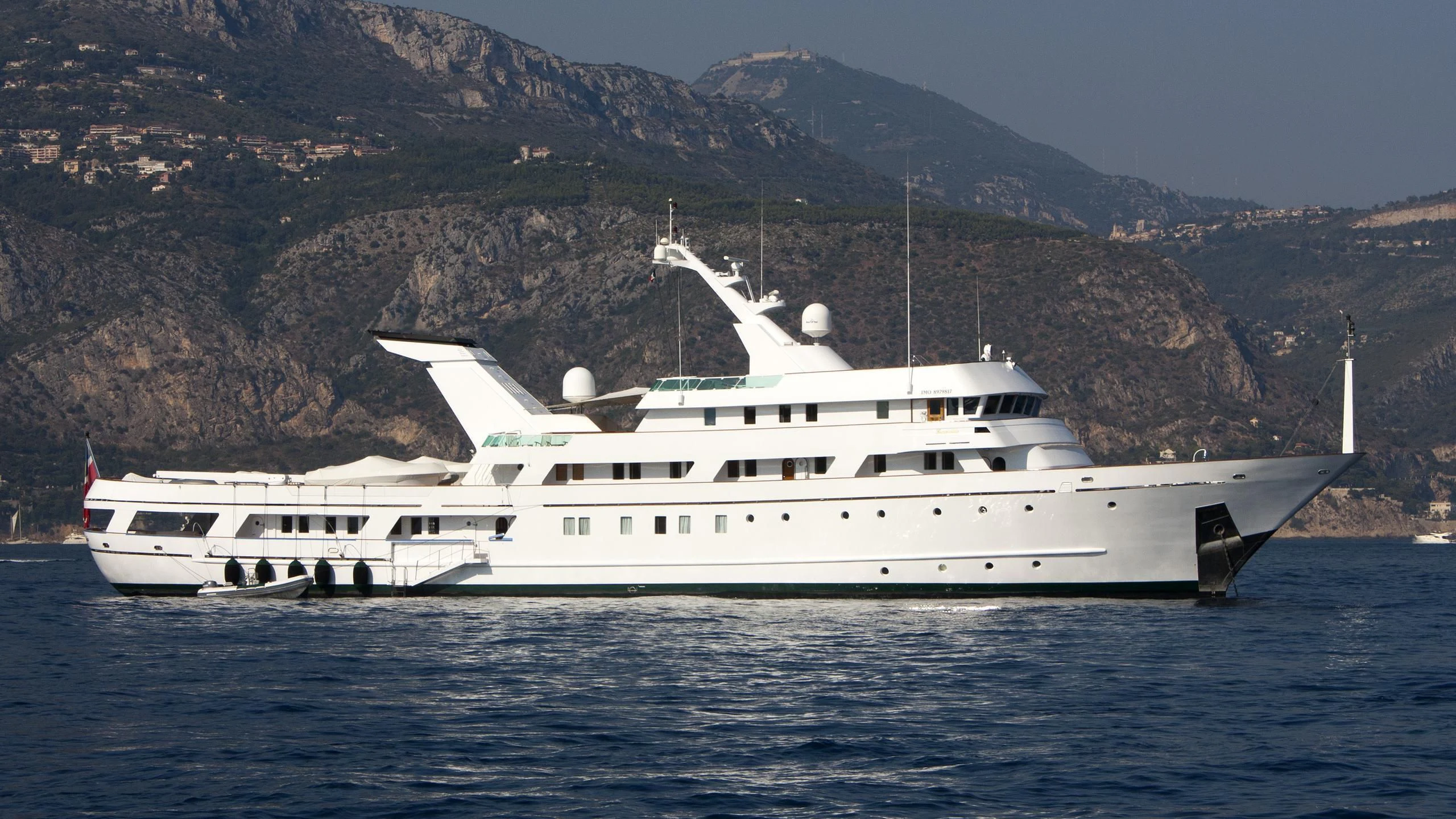 a large white yacht aboard ESMERALDA Yacht for Sale