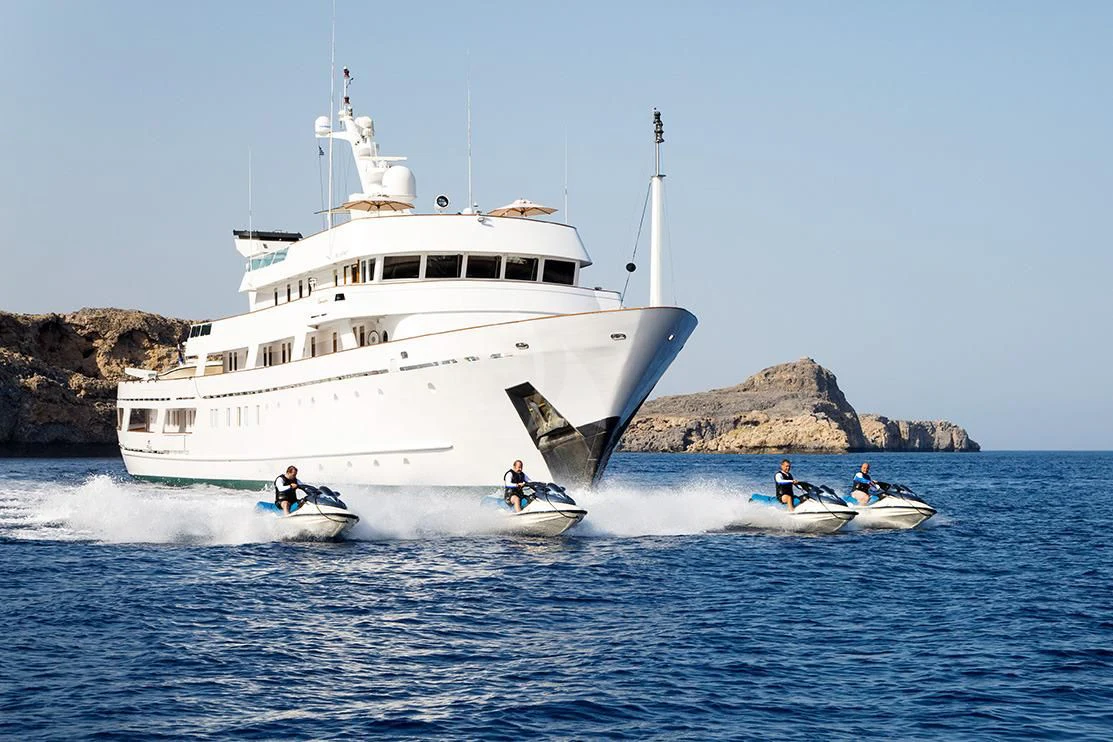 a boat on the water aboard ESMERALDA Yacht for Sale