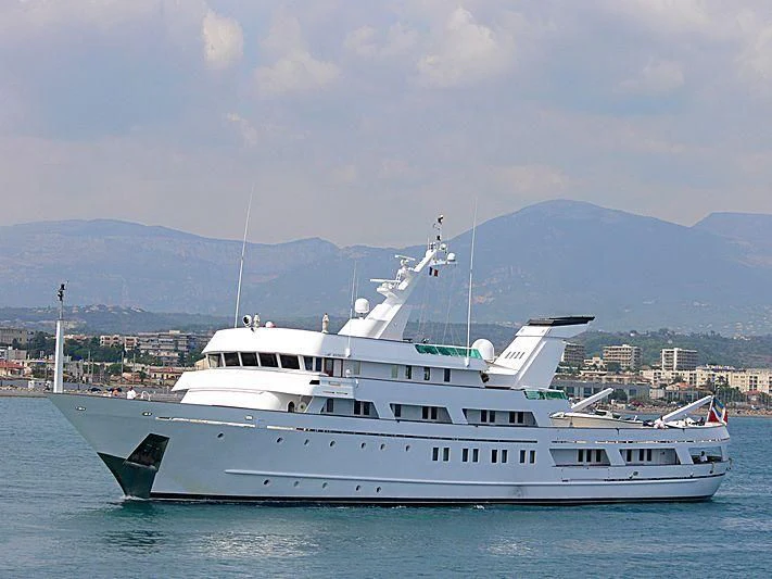 a boat in the water aboard ESMERALDA Yacht for Sale