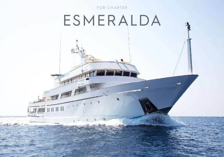 a large white ship aboard ESMERALDA Yacht for Sale
