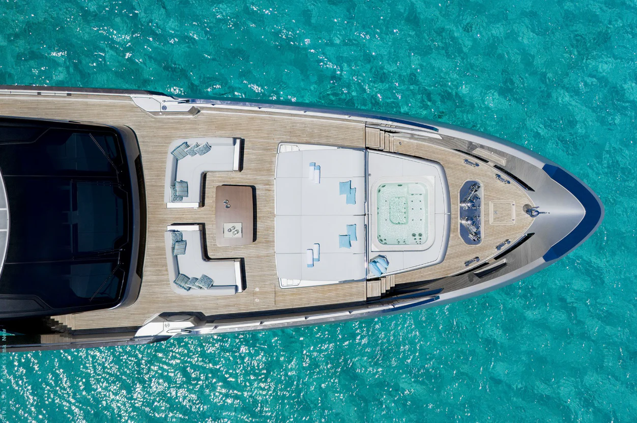 a car with a door open aboard SEVEN Yacht for Sale