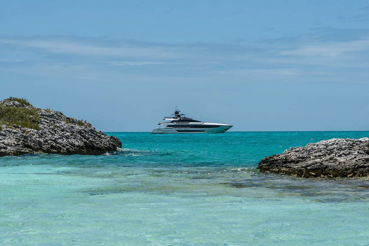 a boat in the water aboard SEVEN Yacht for Sale