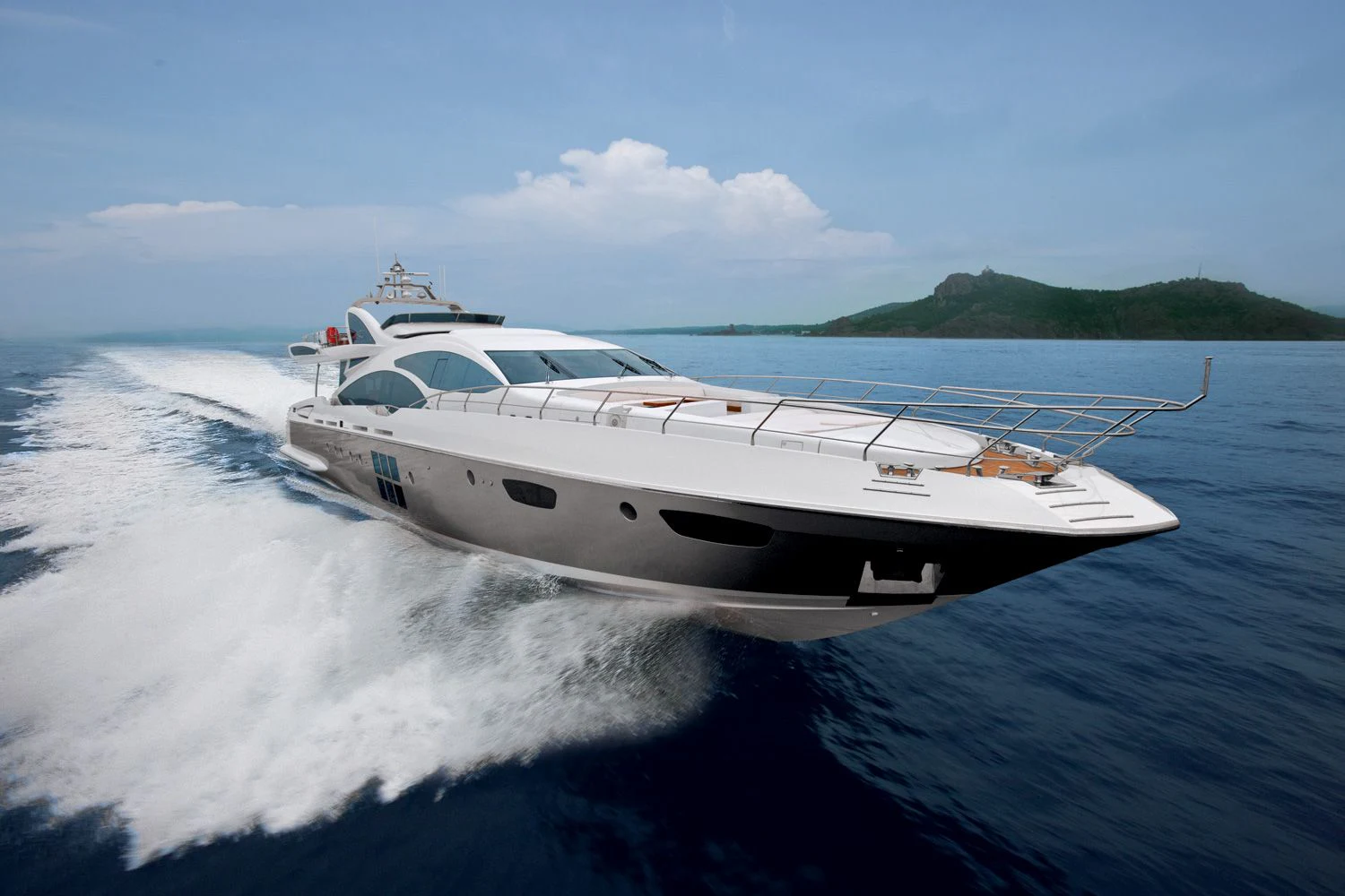 a boat on the water aboard PLATINUM 77 Yacht for Sale