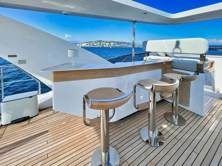 a boat on a deck aboard WAVE Yacht for Sale