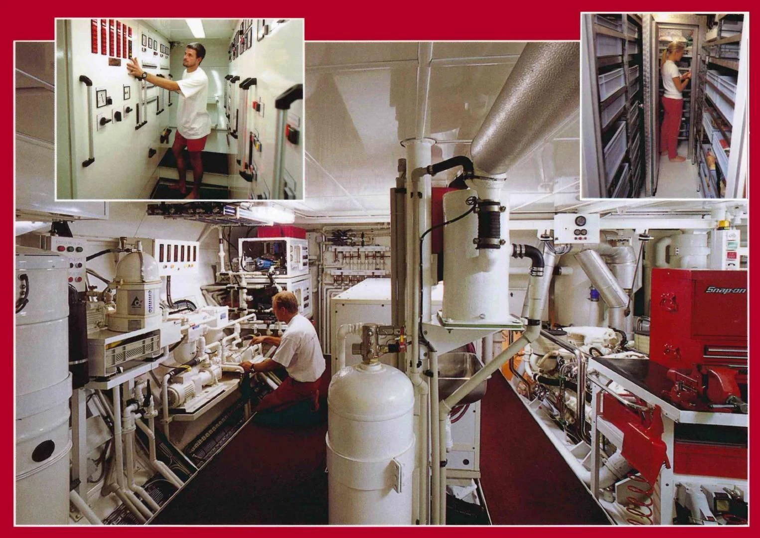 a few men in a factory aboard DELUSHA Yacht for Sale