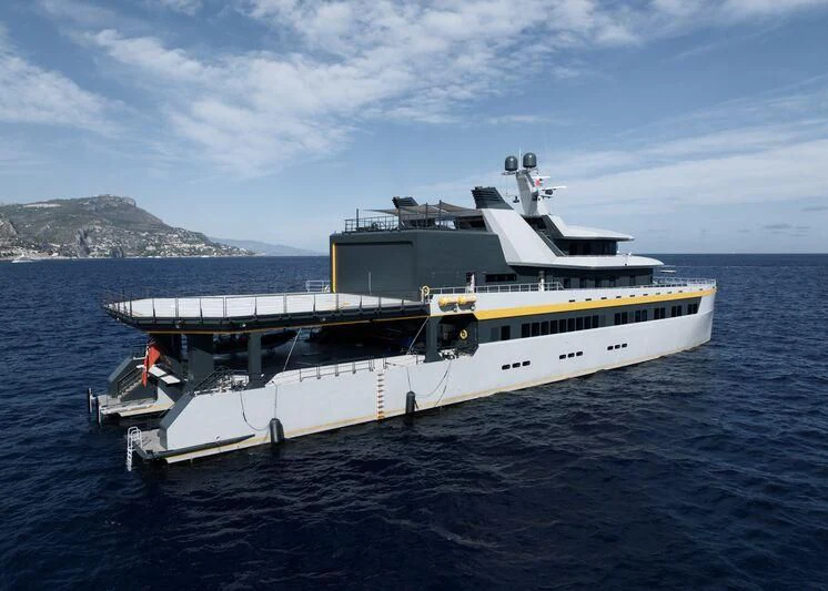 a large ship in the water aboard NEBULA Yacht for Sale