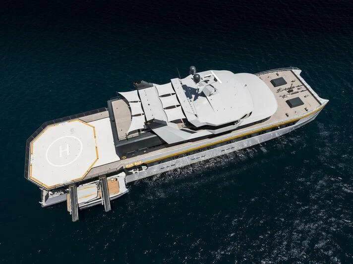 a space ship in the water aboard NEBULA Yacht for Sale