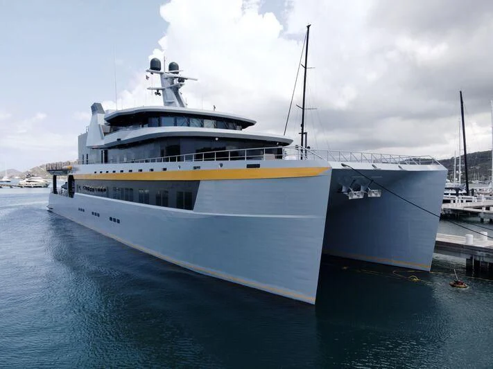 a large boat in the water aboard NEBULA Yacht for Sale