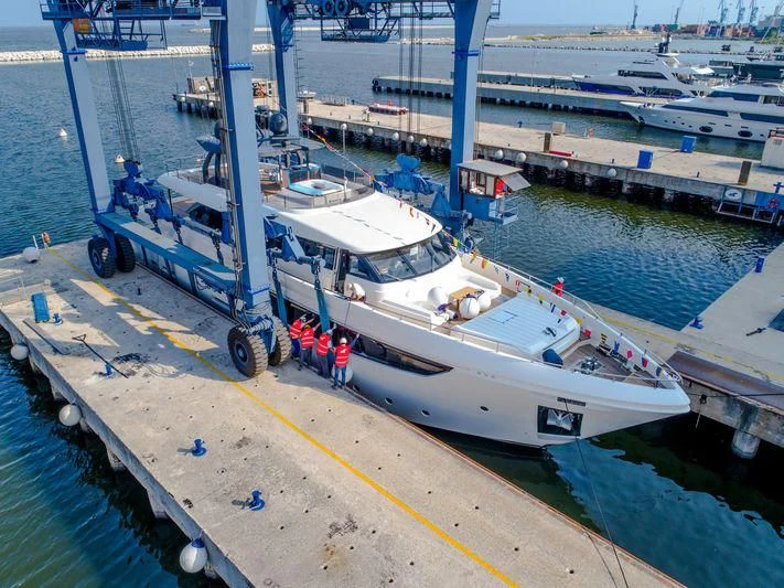 a boat on a dock aboard NP Yacht for Sale