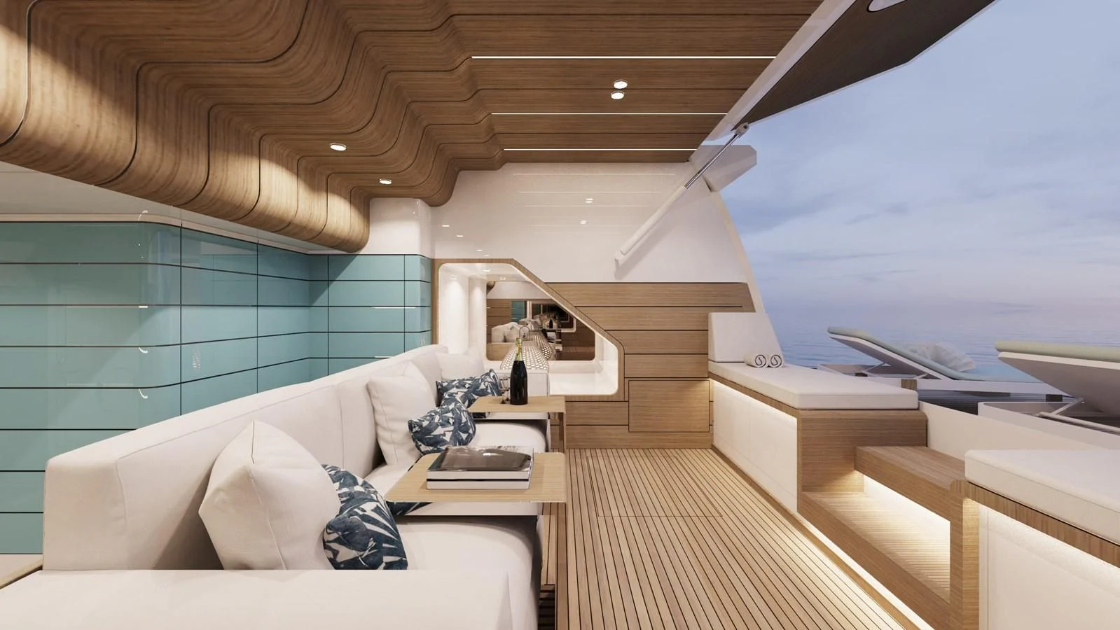 a room with a bed and a desk aboard FAMILIA Yacht for Sale