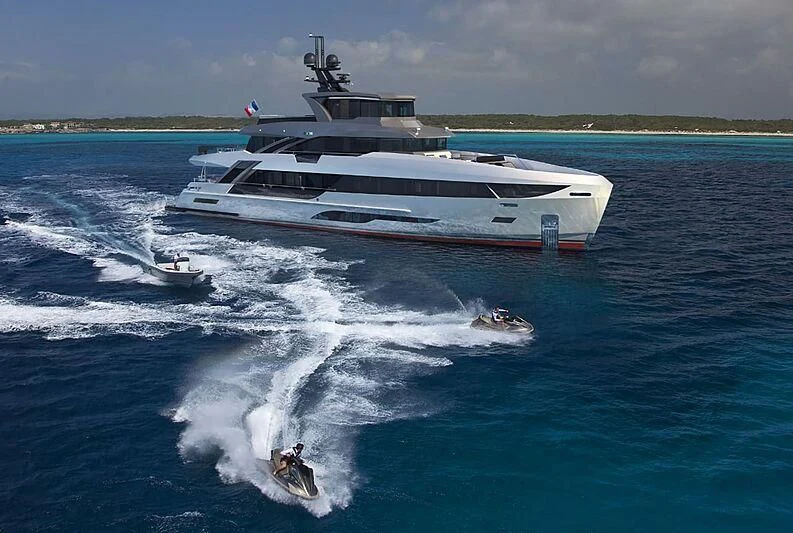 a boat on the water aboard FAMILIA Yacht for Sale