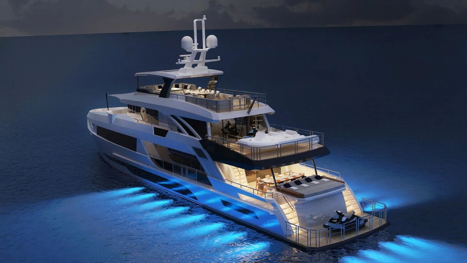 a large white ship aboard FAMILIA Yacht for Sale