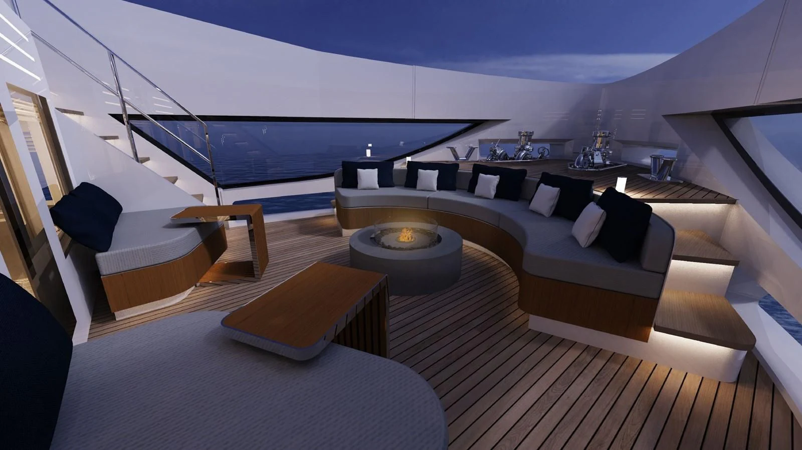 a room with a large bed and a large window aboard FAMILIA Yacht for Sale