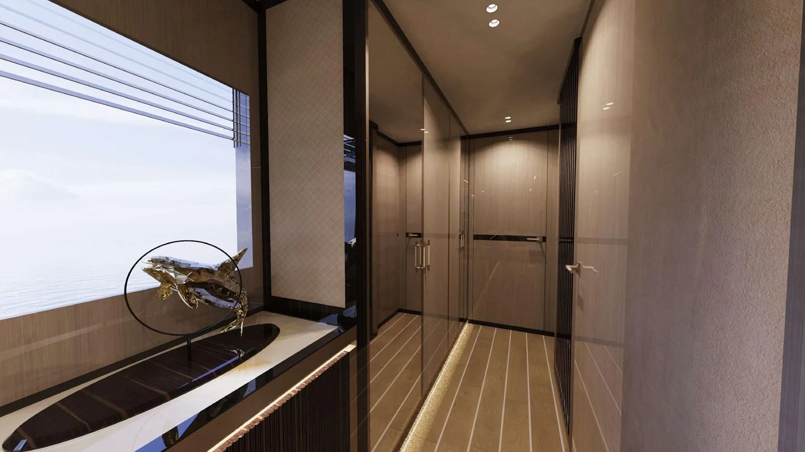 a bathroom with a sink and a mirror aboard FAMILIA Yacht for Sale