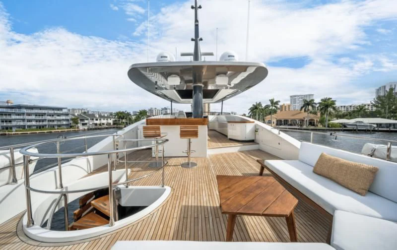 a deck with a large white dome aboard GAS Yacht for Sale