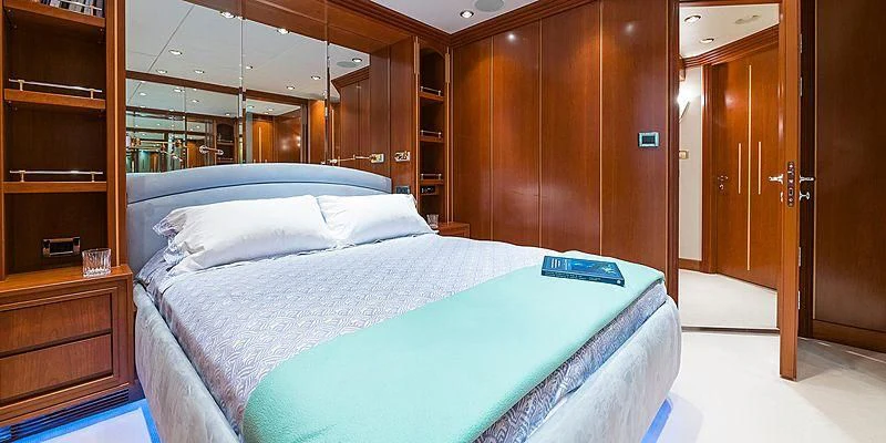 a bed in a room aboard B5 Yacht for Sale