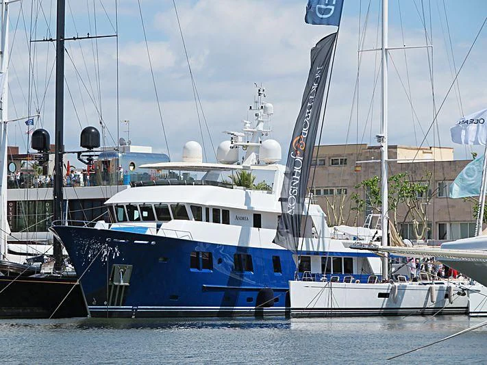 a group of boats in a harbor aboard B5 Yacht for Sale