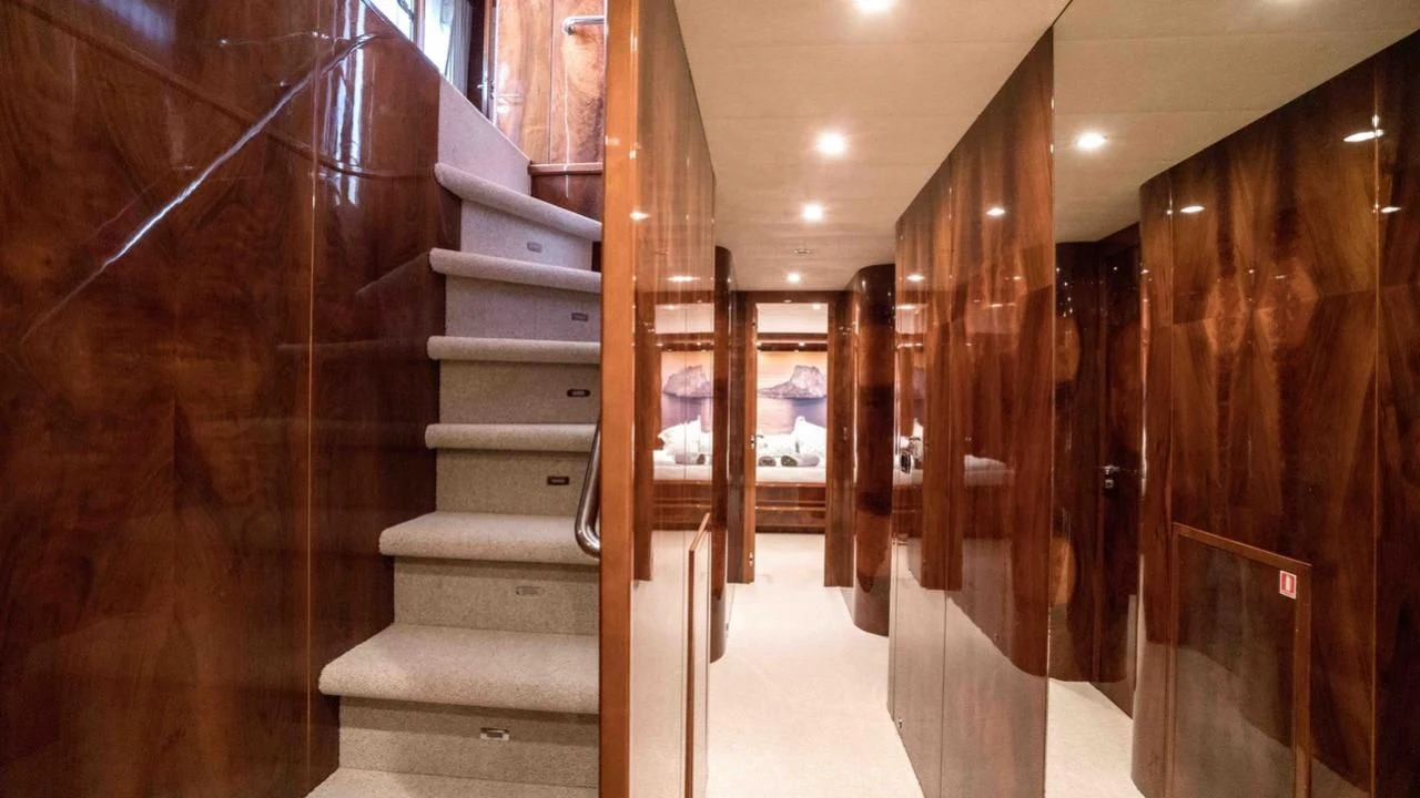 a staircase in a building aboard B5 Yacht for Sale