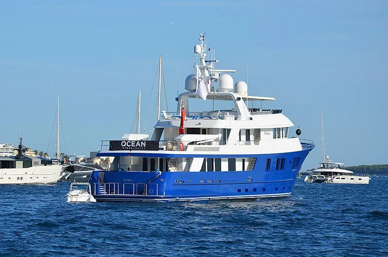 a large blue and white boat aboard B5 Yacht for Sale