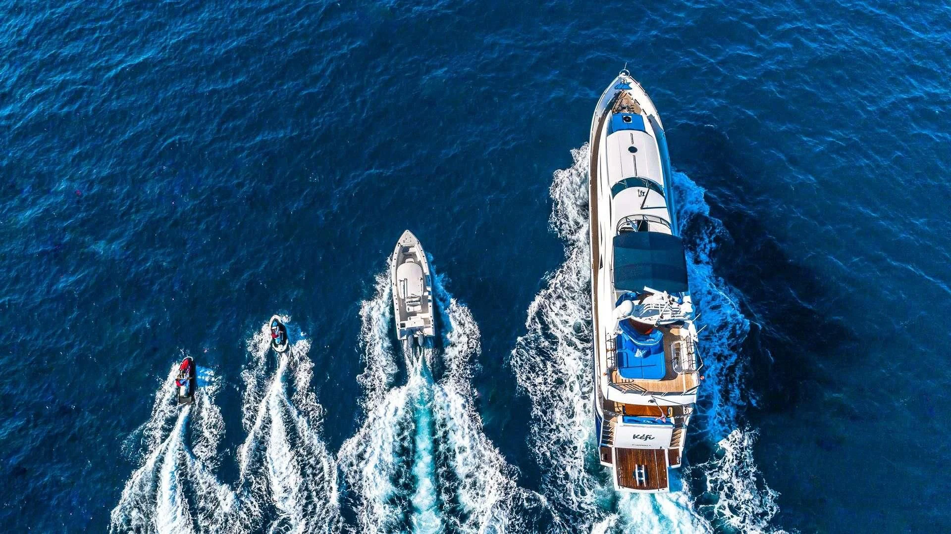 a boat on the water aboard KEFI Yacht for Charter