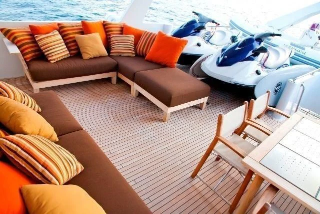 a boat on a deck aboard MARANATHA Yacht for Sale