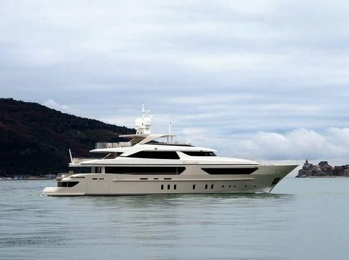 a white yacht in the water aboard LAMMOUCHE Yacht for Sale