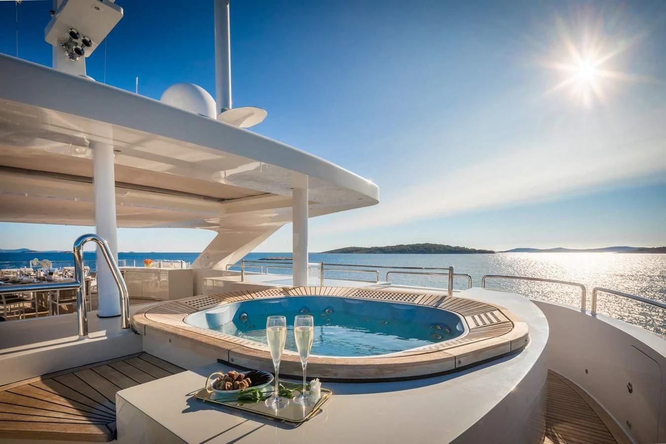 a large pool on a boat aboard LAMMOUCHE Yacht for Sale