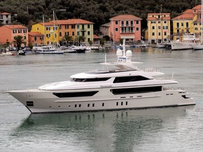 a yacht in the water aboard LAMMOUCHE Yacht for Sale