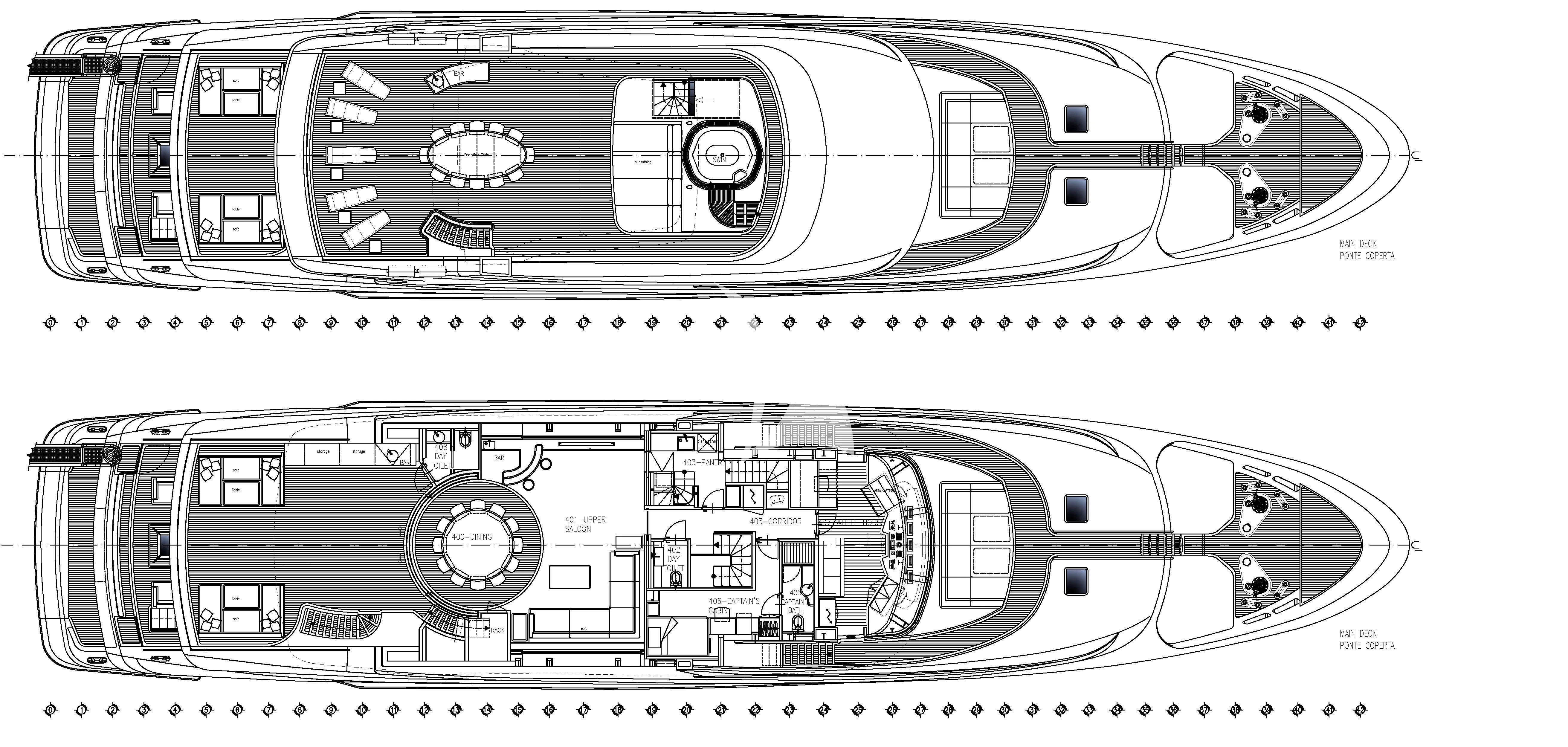 diagram, engineering drawing aboard LAMMOUCHE Yacht for Sale