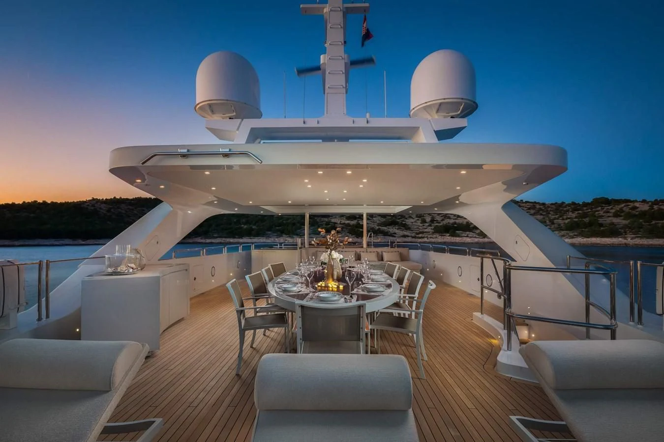 a large cruise ship docked at a port aboard LAMMOUCHE Yacht for Sale