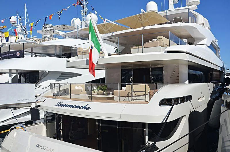 a boat docked at a pier aboard LAMMOUCHE Yacht for Sale