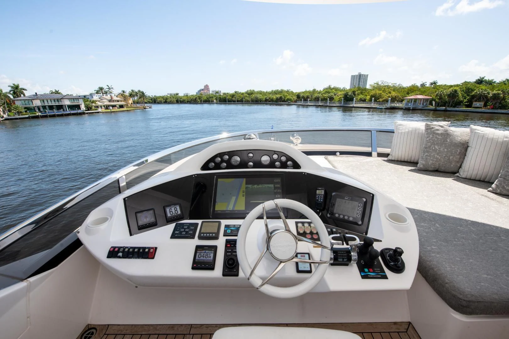the front of a boat aboard FUNSEEKER Yacht for Sale