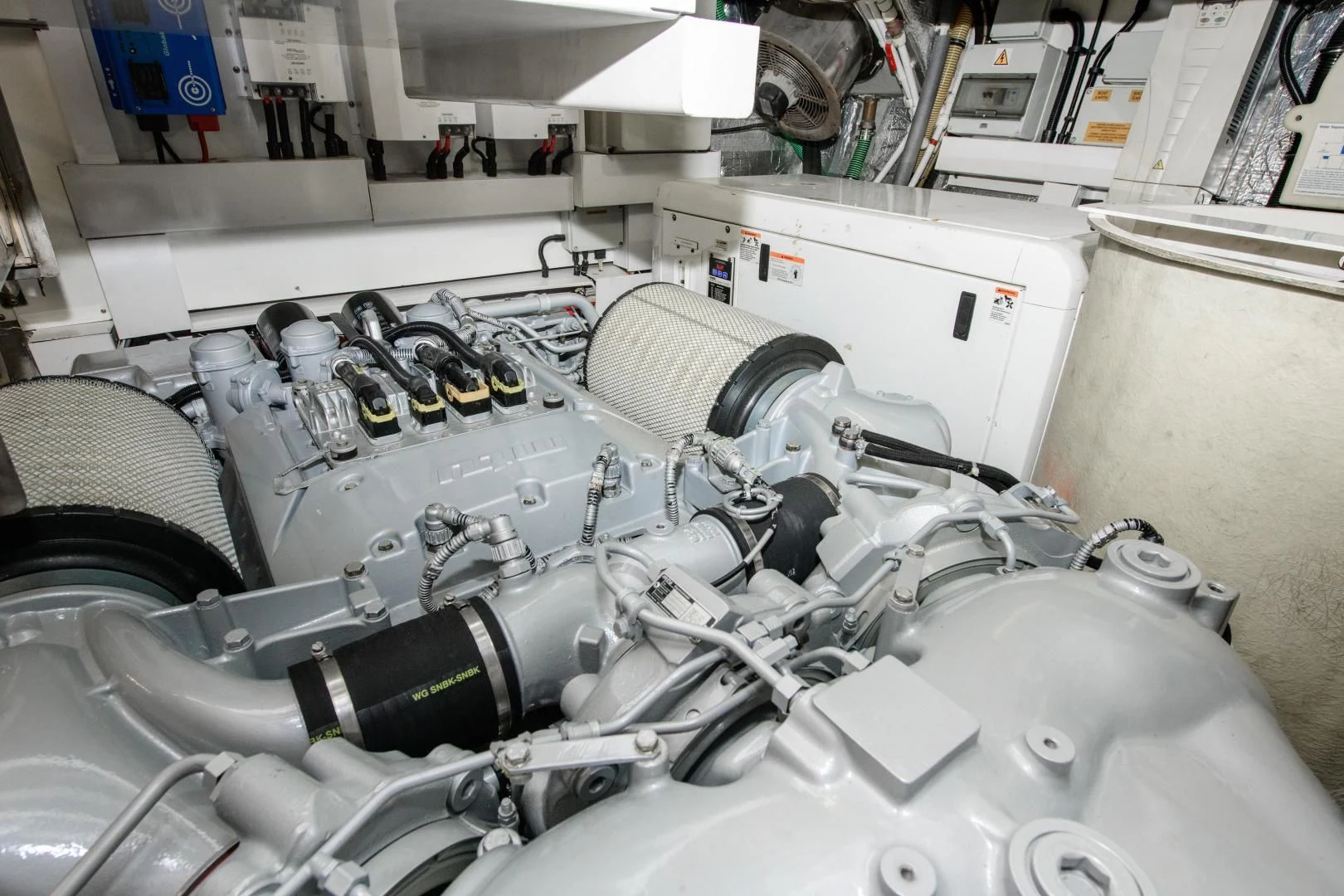 a large white machine with a large amount of equipment in it aboard FUNSEEKER Yacht for Sale